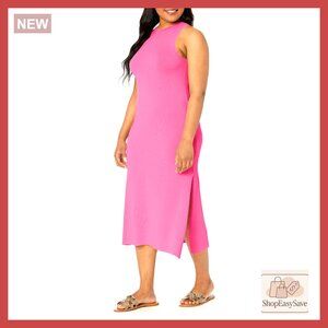 High Neck Cut-in A-Line Maxi Sweater Dress Elegant Chic Formal Side-Slit